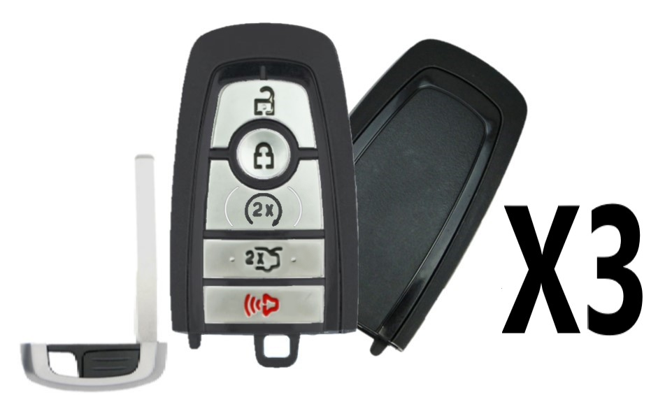 (3 PACK) REPLACEMENT 2017-2021 FORD 5 BUTTON SMART KEY TRUNK / REMOTE START - PN 164-R8149