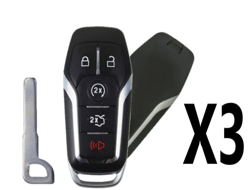 (3 PACK) 2013-2017 FORD FUSION EDGE EXPLORER SMART KEY 5 BUTTON TRUNK / REMOTE START PN 164-R7989