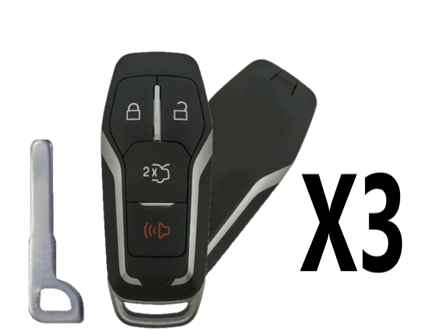 (3 PACK) 2015-2017 FORD FUSION 1 WAY SMART KEY 4 BUTTON TRUNK PN 164-R8109