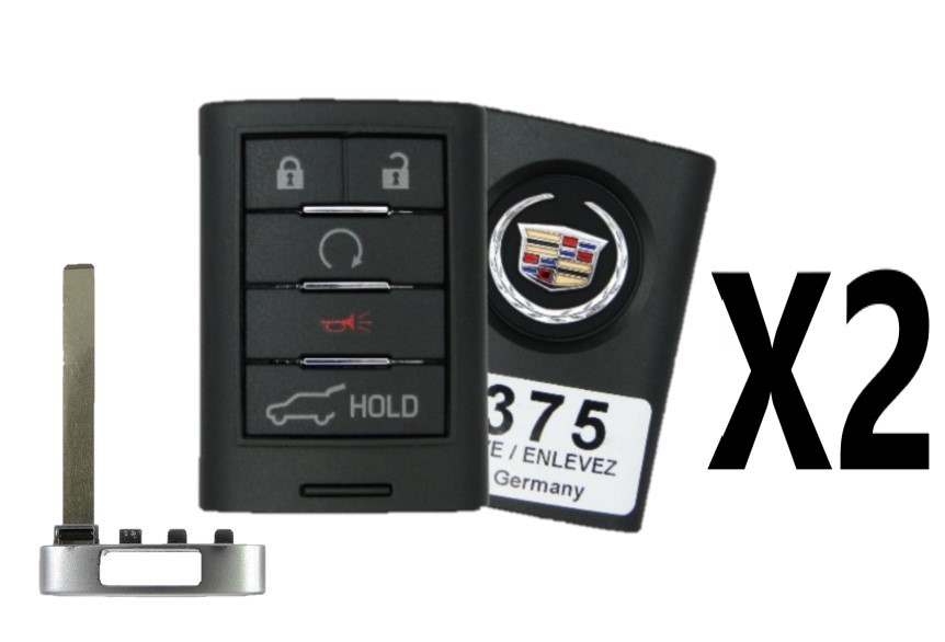 (2 PACK) 2010-2014 CADILLAC SRX 5 BUTTON SMART KEY PROXIMITY REMOTE PN: 22865375/5931857