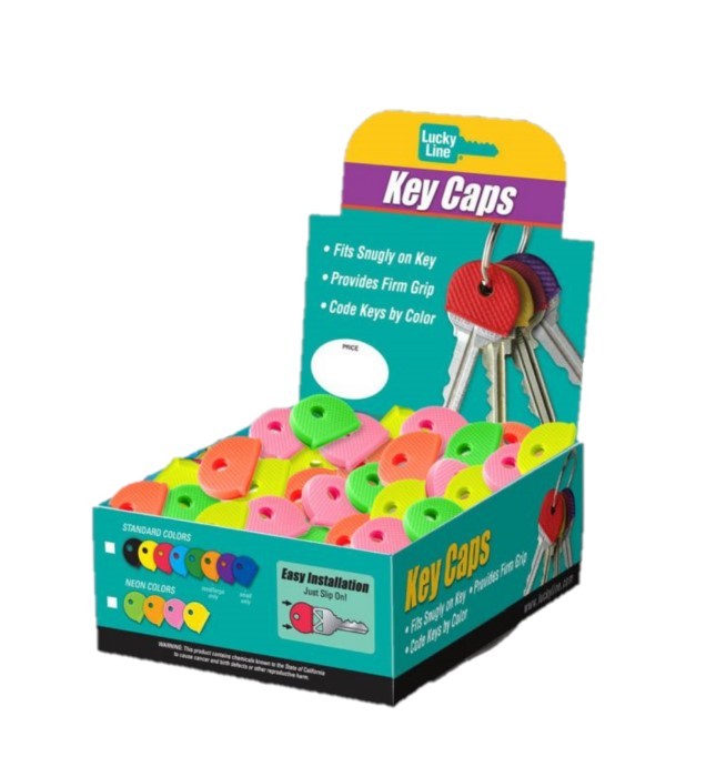 LUCKY LINE STANDARD KEY CAPS ASSORTED NEON - 200 PCS - DISPLAY BOX