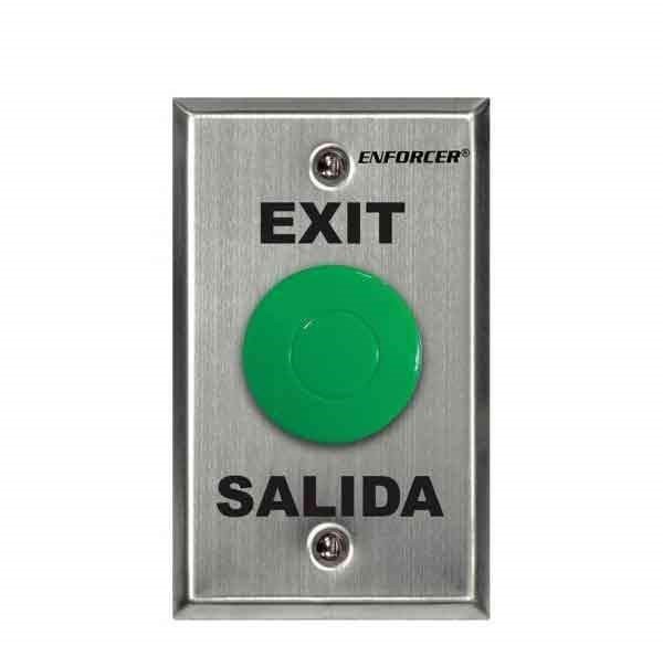 SECO-LARM - RTE SINGLE GANG WALL PLATE - GREEN MUSHROOM BUTTON WITH TIMER - EXIT / SALIDA