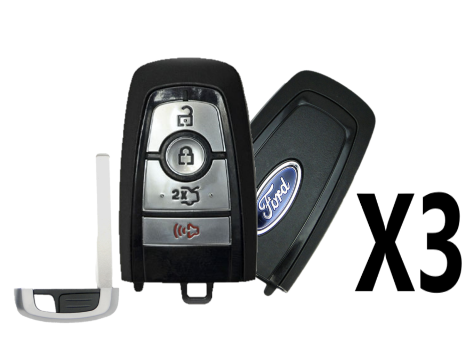 (3 PACK) 2017-2021 FORD 1-WAY PEPS SMART KEY 4 BUTTON TRUNK PN 164-R8150