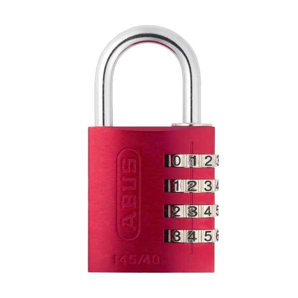 ABUS - 145/40 C - ALUMINUM - 4-DIAL RESETTABLE PADLOCK - RED