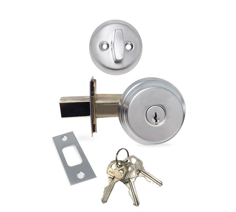 ADIR - DEADBOLT DOOR LOCK WITH 2-3/8" LATCH - 3 KW1 KEYS (CHROME US26D)