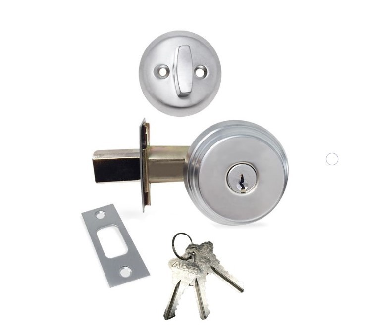 ADIR - DEADBOLT DOOR LOCK WITH 2-3/8" LATCH - 3 SC1 KEYS (CHROME US26D)