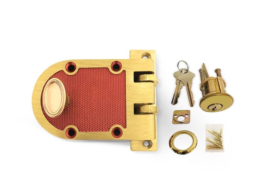 ADIR - JIMMY PROOF DEADBOLT LOCK - SOLID BRONZE ALLOY - 2 SC1 KEYS (BRUSHED BRASS)