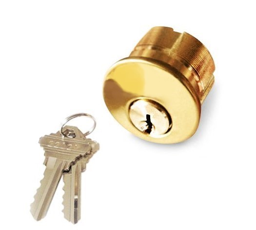 ADIR - SOLID BRASS MORTISE CYLINDER 1-1/4" - 2 SC1 KEYS (BRASS FINISH US3)