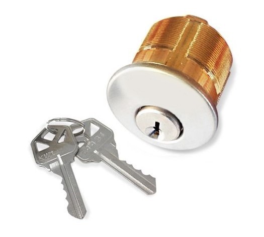 ADIR - SOLID BRASS MORTISE CYLINDER 1-1/4" - 2 KW1 KEYS (SILVER FINISH US32D)