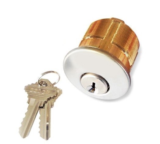 ADIR - SOLID BRASS MORTISE CYLINDER 1-1/4" - 2 SC1 KEYS (SILVER FINISH US32D)