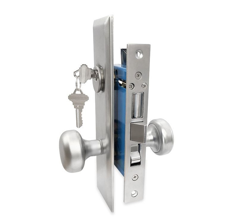 ADIR - MR01D MORTISE KEYED LOCK SET - 2 1/2 " BACKSET - RIGHT HAND - 2 SC1 KEYS (SATIN CHROME US26D)