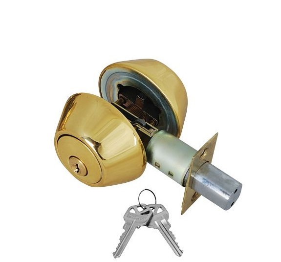 ADIR - DEADBOLT DOOR LOCK - DOUBLE CYLINDER WITH 2 KW1 KEYS (BRASS FINISH US3)