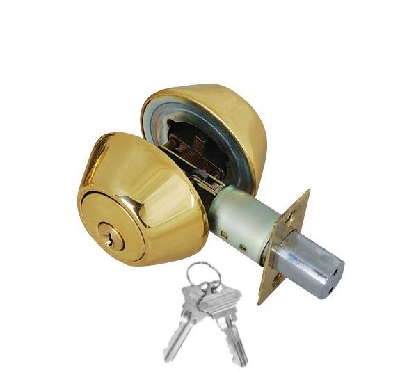 ADIR - DEADBOLT DOOR LOCK - DOUBLE CYLINDER WITH 2 SC1 KEYS (BRASS FINISH US3)