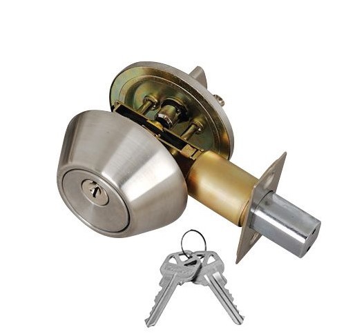 ADIR - DEADBOLT DOOR LOCK WITH 2 KW1 KEYS (STAINLESS STEEL FINISH US32D)