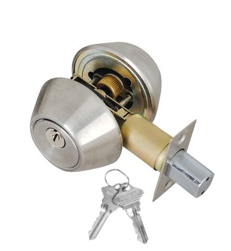 ADIR - DEADBOLT DOOR LOCK - DOUBLE CYLINDER WITH 2 SC1 KEYS (STAINLESS STEEL US32D)