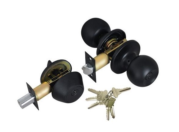 ADIR - ENTRY DOOR KNOB COMBO LOCK SET WITH DEADBOLT AND 6 SC1 KEYS (BLACK FINISH US10B)