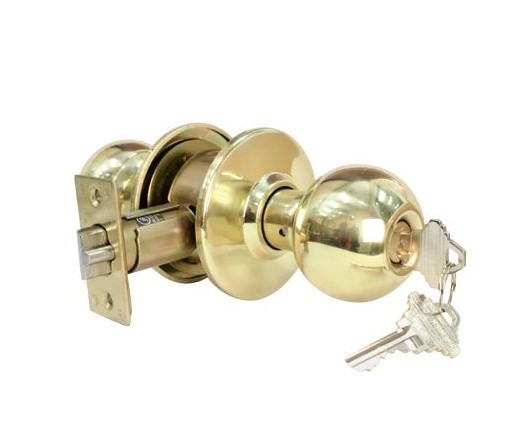 ADIR - GRADE 2 KEYED ENTRY DOOR KNOB WITH 2 SC1 KEYS (BRASS FINISH US3)