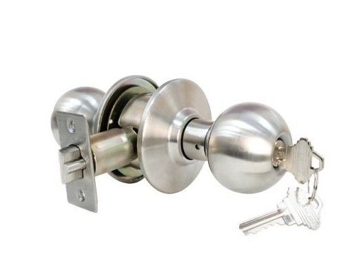 ADIR - GRADE 2 KEYED ENTRY DOOR KNOB WITH 2 SC1 KEYS (STAINLESS STEEL US32D)