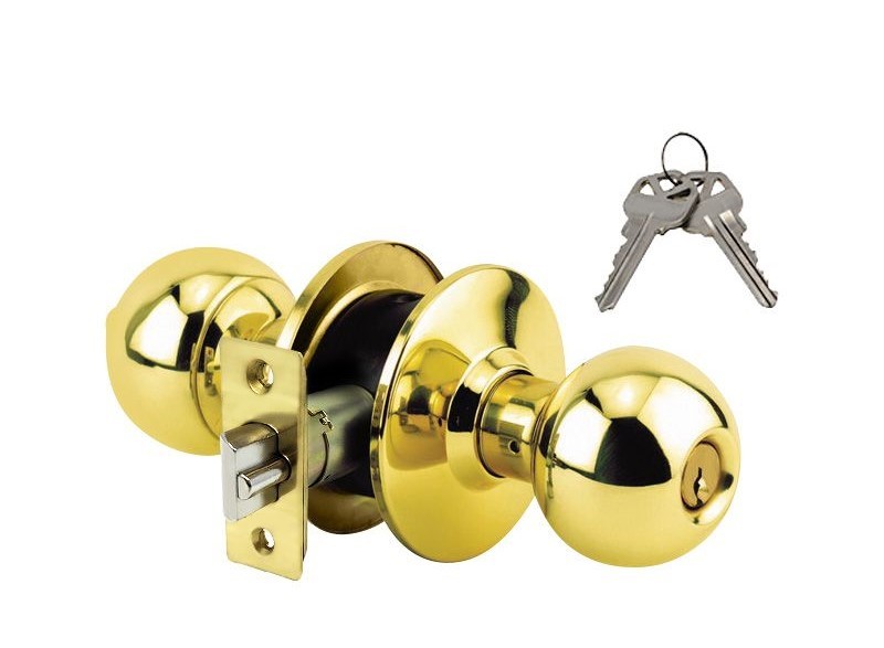 ADIR - GRADE 3 KEYED ENTRY DOOR KNOB WITH 2 KW1 KEYS (BRASS FINISH US3)