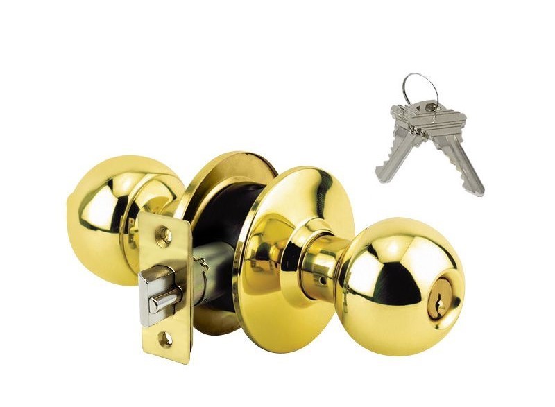 ADIR - GRADE 3 KEYED ENTRY DOOR KNOB WITH 2 SC1 KEYS (BRASS FINISH US3)