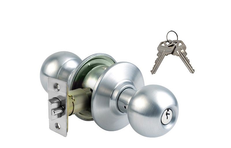 ADIR - GRADE 3 KEYED ENTRY DOOR KNOB WITH 2 KW1 KEYS (STAINLESS STEEL US32D)