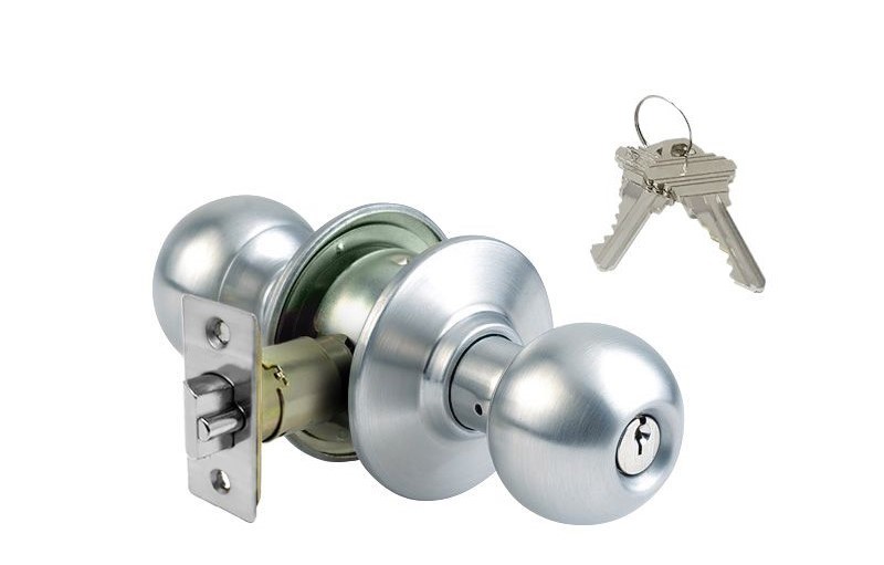 ADIR - GRADE 3 KEYED ENTRY DOOR KNOB WITH 2 SC1 KEYS (STAINLESS STEEL US32D)