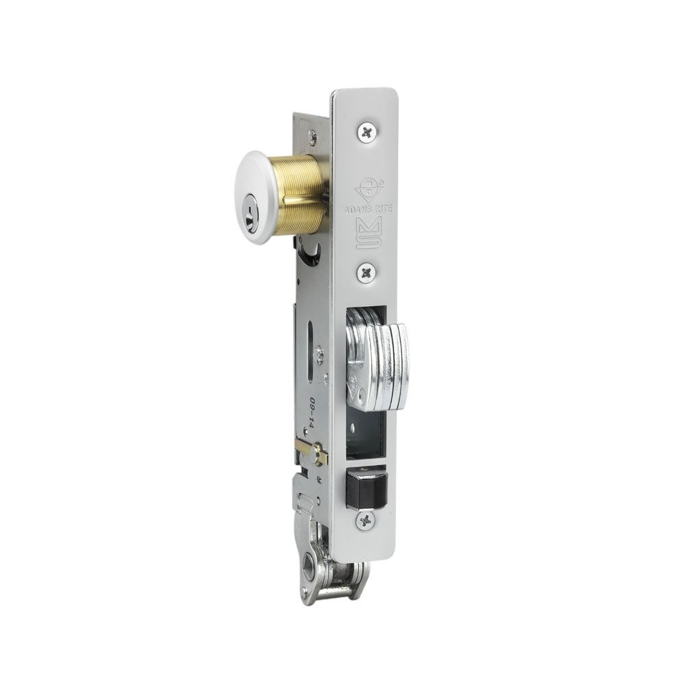 ADAMS RITE MS+1890-3015-628 SERIES MS DEADLOCK/DEADLATCH, FLAT FACEPLATE, 1-1/8" BACKSET, FLAT/STANDARD JAMB, LH/RHR - CLEAR ANODIZED