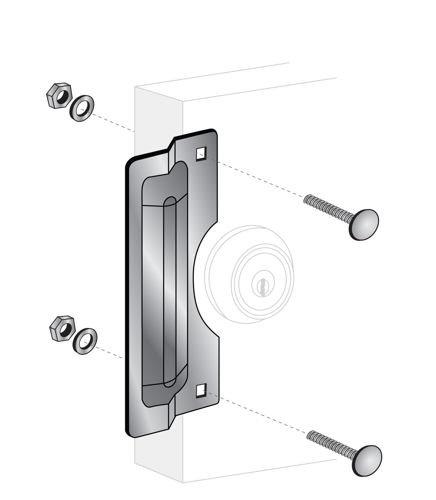 ENTRY ARMOR - 7" CENTER ROSE LATCH PROTECTOR (ALUMINUM)