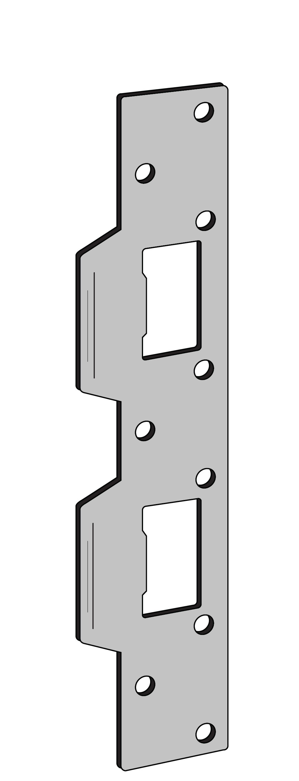 ENTRY ARMOR - DOUBLE LIP STRIKE PLATE WITH 3 5/8" CENTER (BRASS)
