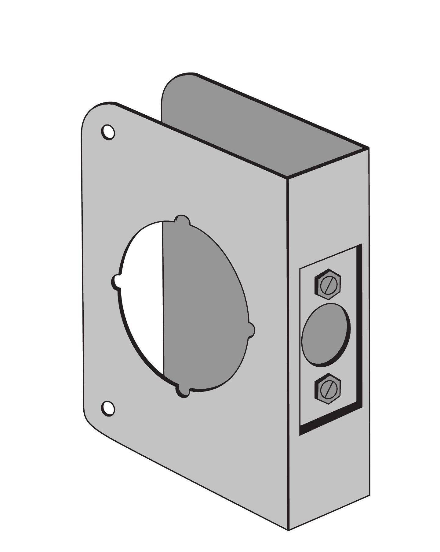 ENTRY ARMOR - 2 1/8" BORE - 4" X 4 1/2" X 1 3/8" WRAP PLATE (STAINLESS STEEL)