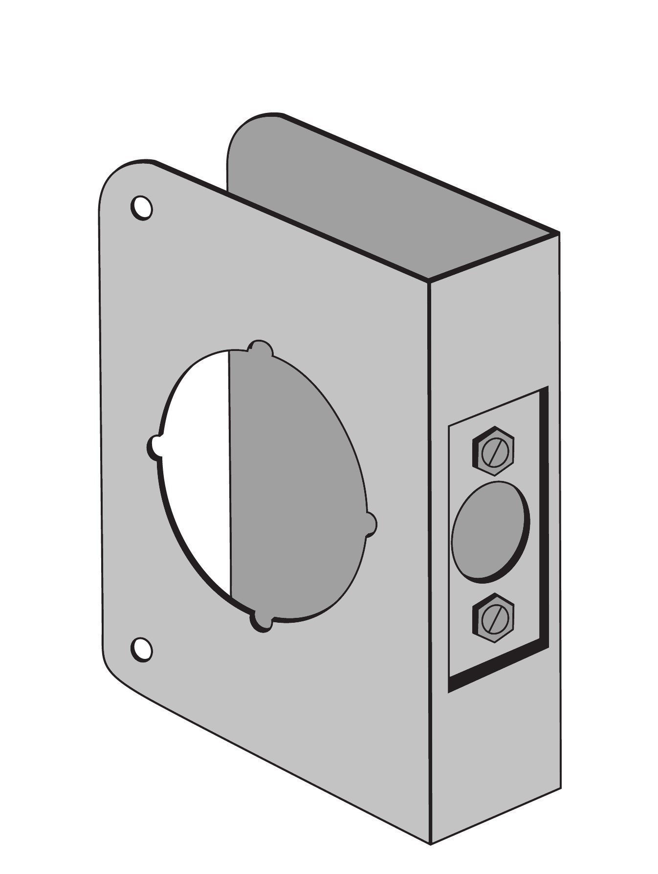 ENTRY ARMOR - 2 1/8" BORE - 4" X 4 1/2" X 1 3/4" WRAP PLATE (STAINLESS STEEL)