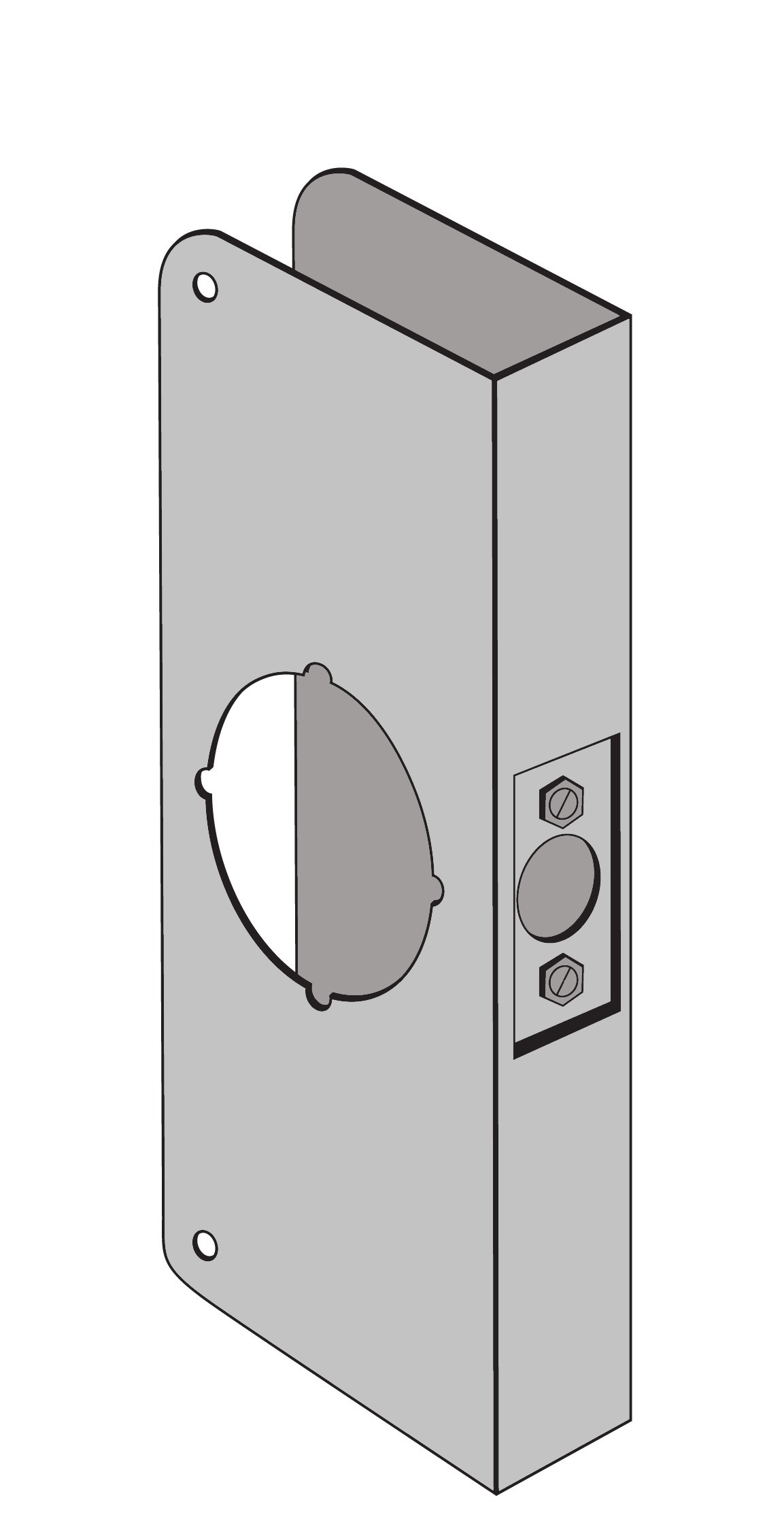 ENTRY ARMOR - 2 1/8" BORE - 4" X 9" X 1 3/4" WRAP PLATE (POLISHED BRASS)