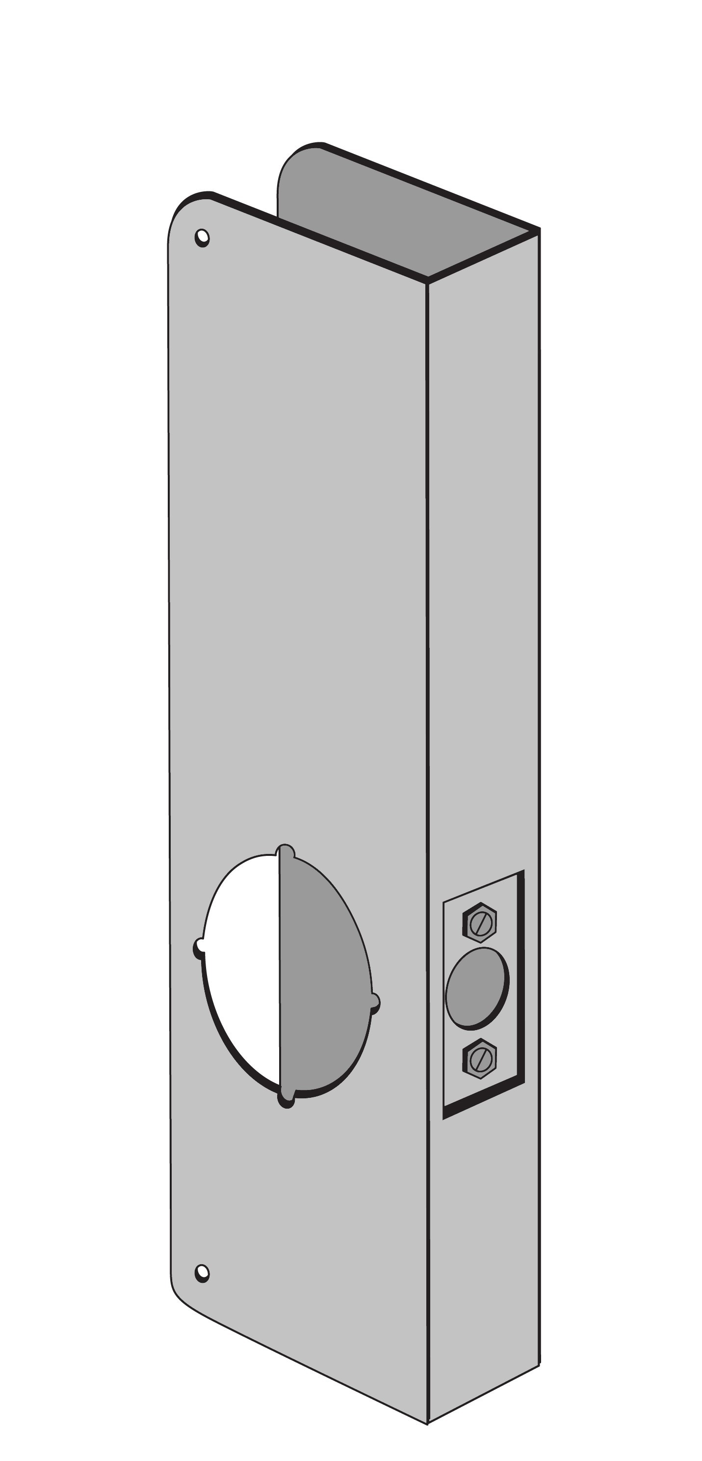 ENTRY ARMOR - 2 1/8" BORE - 5" X 14" X 1 3/4" WRAP PLATE (STAINLESS STEEL)