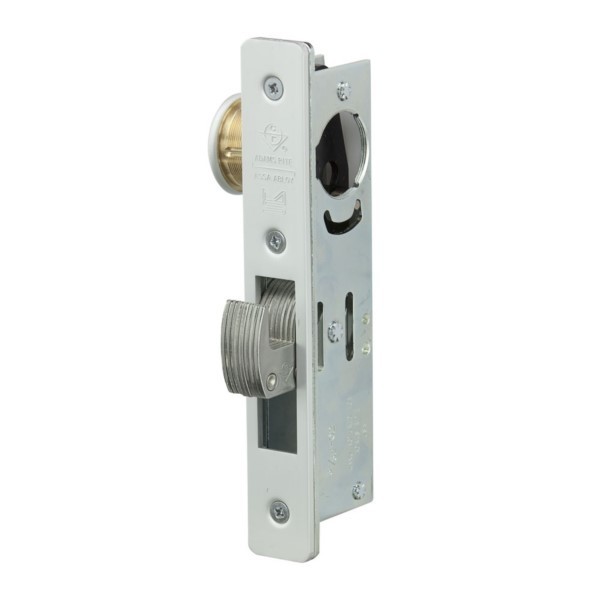 ADAMS RITE MS1851S-250-628 SERIES MS DEADLOCK, RADIUS FACEPLATE, 31/32" BACKSET, HOOKBOLT, NON-HANDED - CLEAR ANODIZED