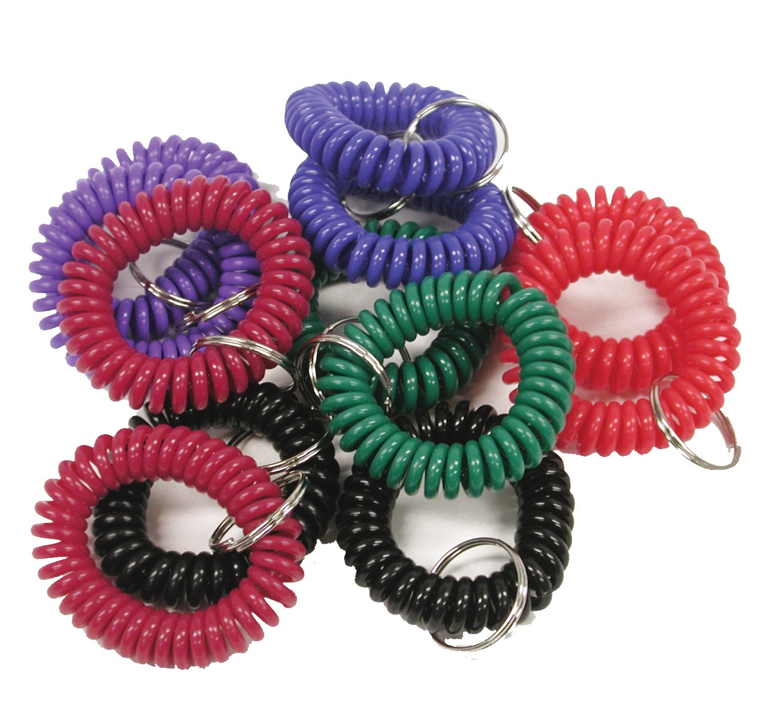 KALIFORNIA KEY CHAINS - (12 PIECES) SOFT WRIST COILS IN ASSORTED COLORS 
