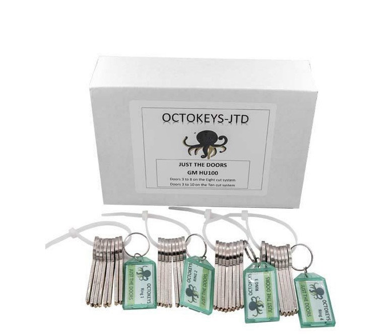 OCTOKEYS - JUST THE DOORS - GM 10 Cut Laser Keys To Unlock Doors - Try-out Set of 32 Keys