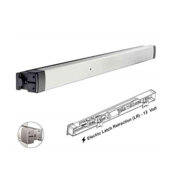 ADAMS RITE 8801EL36-12 SERIES NARROW STILE STARWHEEL RIM EXIT DEVICE EL 12 VOLTS - LIFE-SAFETY - CLEAR ANODIZED 628 - 36 INCHES