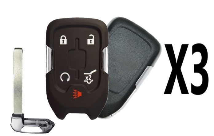 (3 PACK) REPLACEMENT 2017- 2020 GMC 5B SMART KEY HATCH REMOTE START - PN 13508275 / 13523305