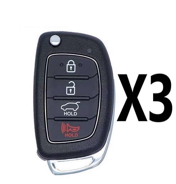 (3 PACK) 2013-2016 HYUNDAI SANTA FE REMOTE FLIP KEY 4B HATCH - PN 95430-4Z100