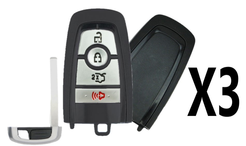 (3 PACK) REPLACEMENT 2017-2021 FORD 1-WAY PEPS SMART KEY 4 BUTTON TRUNK PN 164-R8150