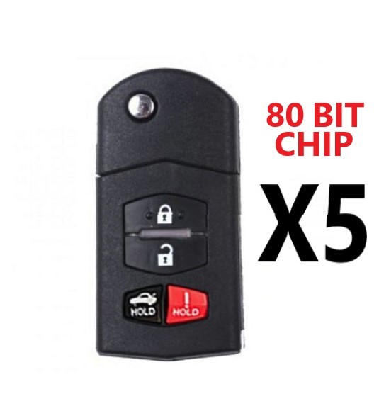 (5 PACK) REMOTE FLIP KEY FOR MAZDA 4 BUTTON SPECIAL PRICE