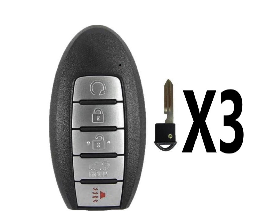 (3 PACK) REPLACEMENT 2019-2020 NISSAN ROGUE 5 BUTTON SMART KEY PN 285E3-6RR7A
