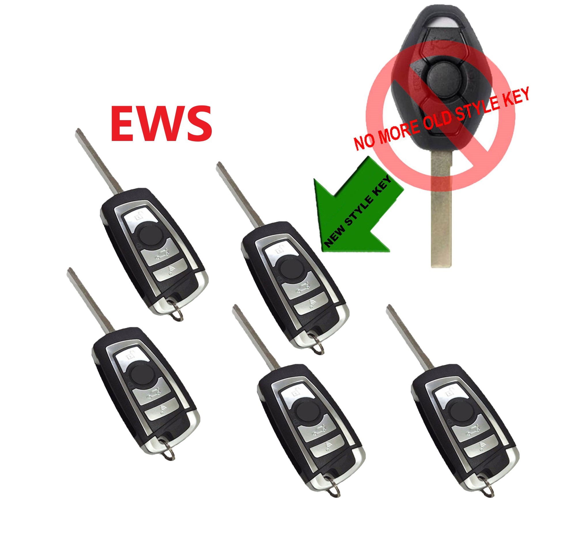 (5 PACK) BMW REMOTE FLIP KEY EWS 2 TRACK (CHIP 44) SPECIAL PRICE