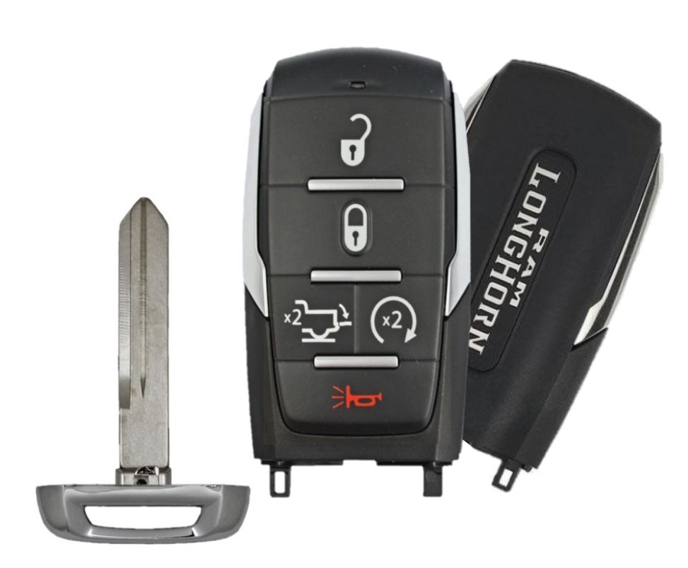 2019 DODGE RAM 5 BUTTON SMART KEY - POWER TAILGATE, REMOTE START PN 68442911AB / 68291693AE