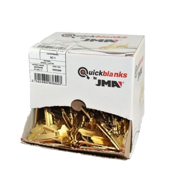 (250 BOX) SC1 KEYS - QUICK BLANKS - BRASS FINISH (JMA SLG-3E-BR)