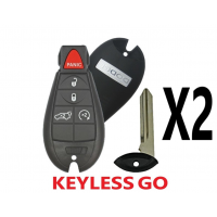 (2 PACK) DODGE KEYLESS ENTER-N-GO PROXIMITY FOBIK 2011-2013 DODGE DURANGO 5 BUTTON HATCH / REMOTE START - PN 05026538AK