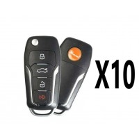 (10 PACK) XHORSE VVDI SUPER REMOTE / FORD STYLE / 4 BUTTON UNIVERSAL KEY WITH SUPER CHIP 