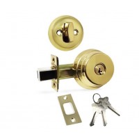 ADIR - DEADBOLT DOOR LOCK WITH 2-3/8" LATCH - 3 SC1 KEYS (BRASS US3)