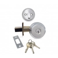 ADIR - DEADBOLT DOOR LOCK WITH 2-3/8" LATCH - 3 KW1 KEYS (CHROME US26D)
