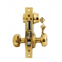 ADIR - MORTISE GATE KEYED DOOR LOCK SET - 2-1/2" BACKSET - LEFT HAND - 2 SC1 KEYS (BRASS FINISH US3)